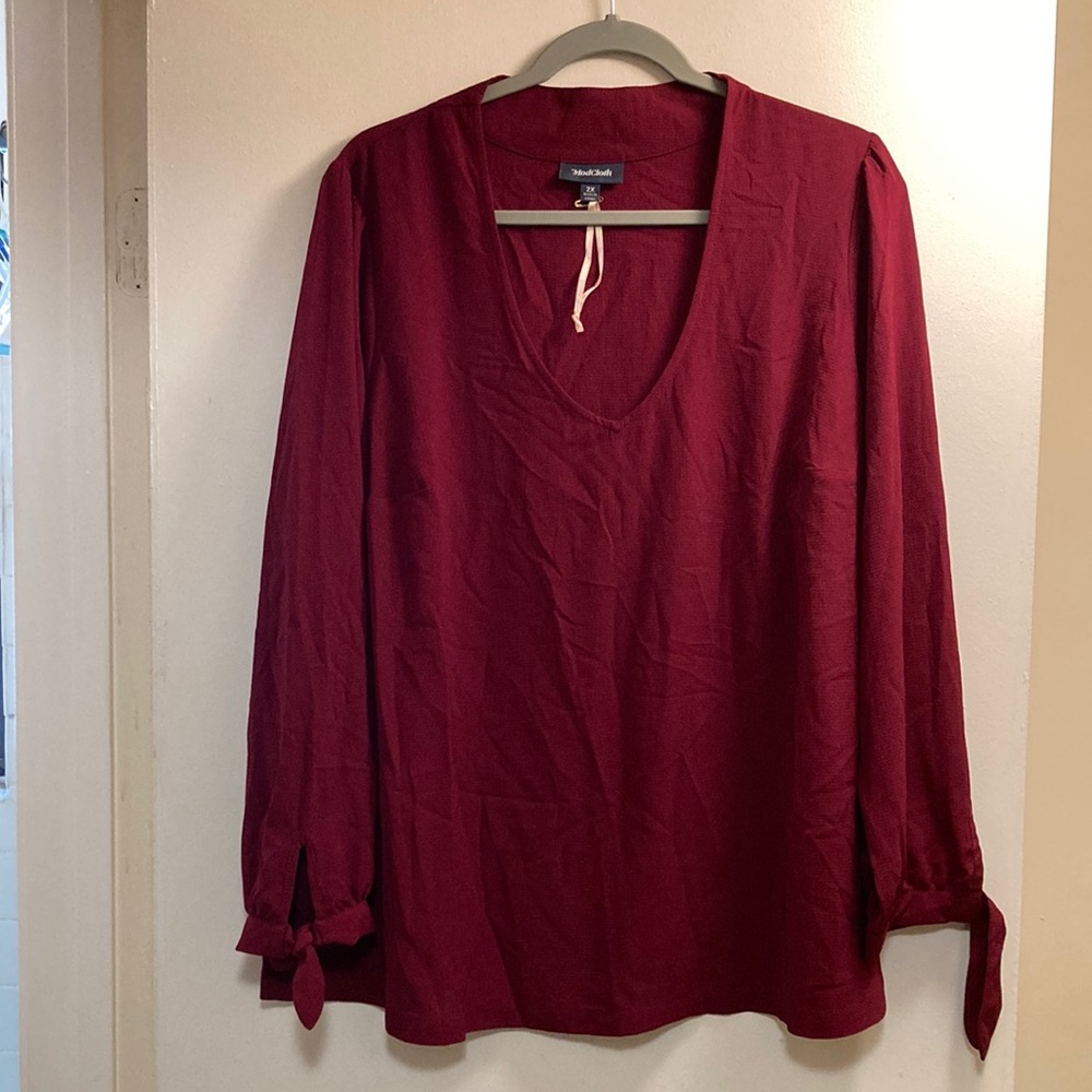Burgundy Modcloth Blouse in 2X.